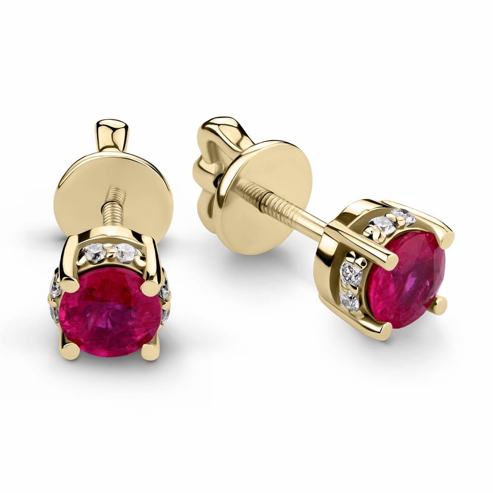 Gold earrings with gemstones "Ruby 29"