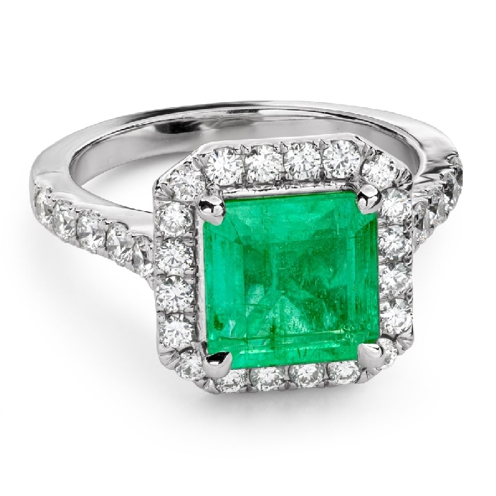 Engagement ring with gemstones "Emerald 52"