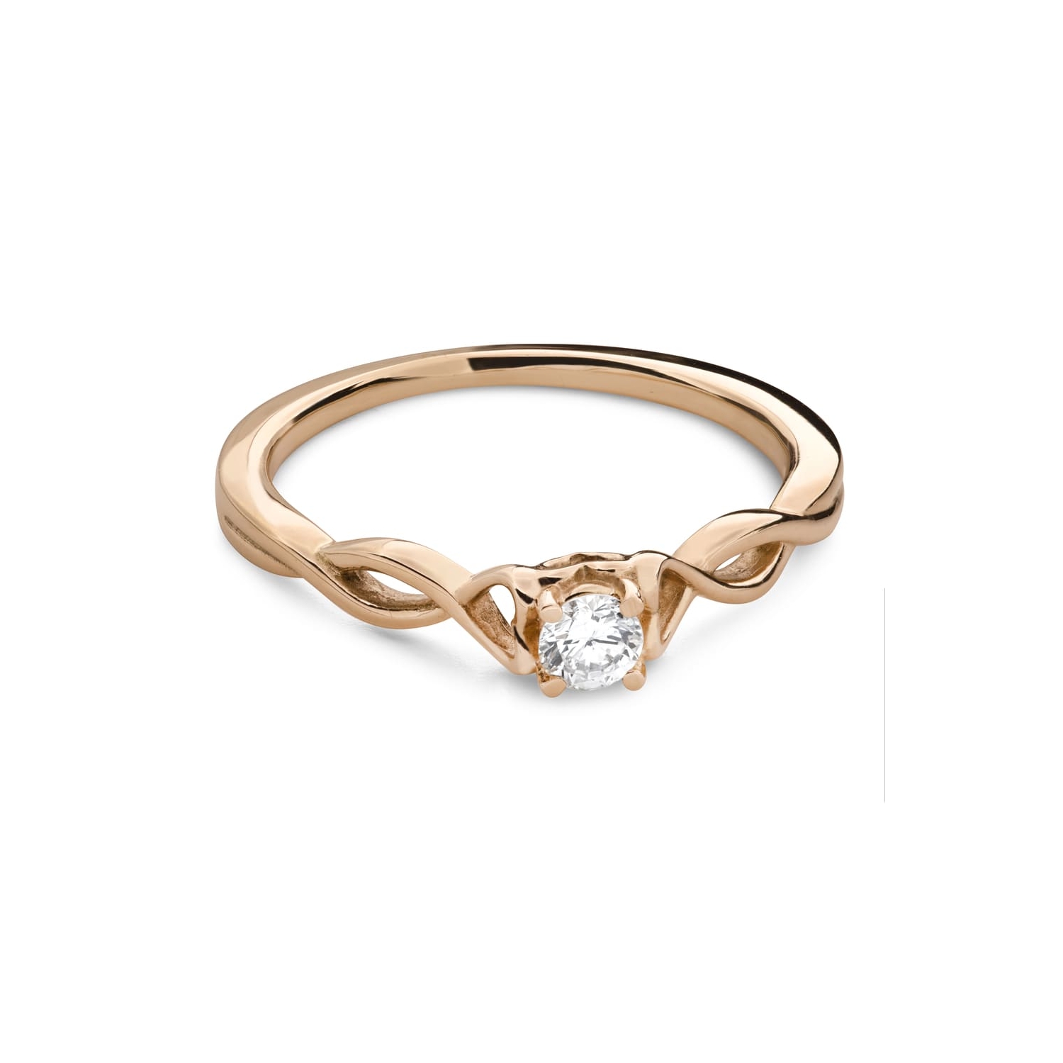 Gold ring with brilliant diamond "Intertwined destinies 159"