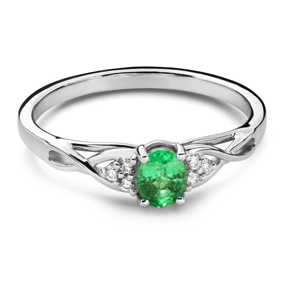 Engagement ring with gemstones "Emerald 31"